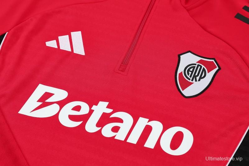 25/26 Riverbed Red Half Zipper Jacket Tracksuit + Black Long Pants