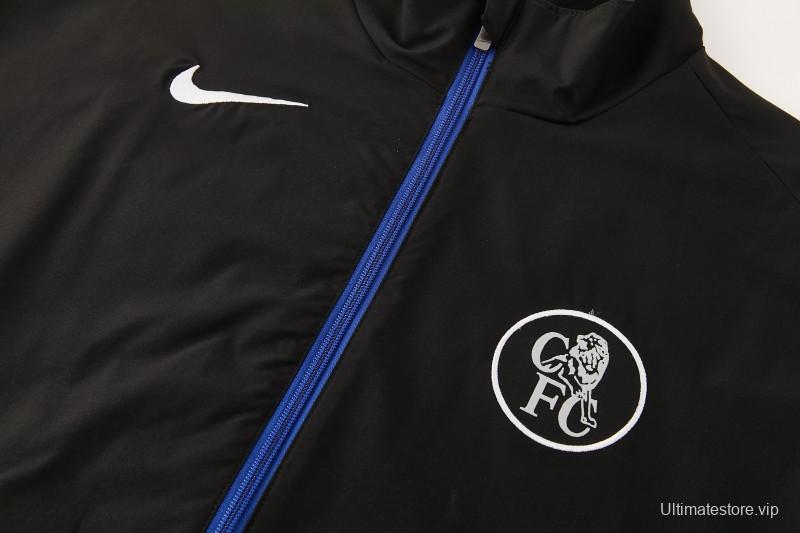 26/27 Chelsea Black Full Zipper Hooded Jacket Tracksuit + Long Pants