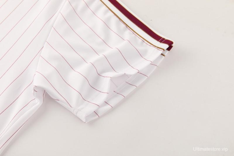26/27 Arsenal  White Pinstripe Short Sleeve+Soccer Shorts