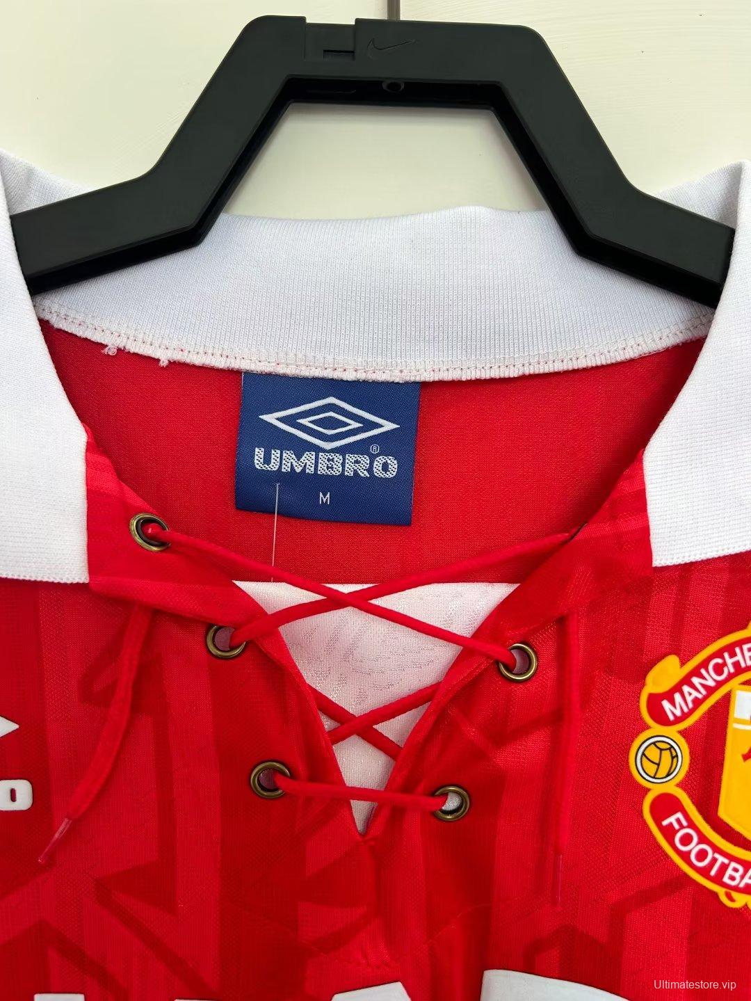 Retro 93/94 Manchester United Home Long Sleeve Jersey