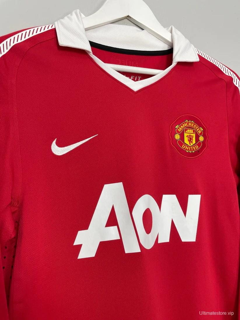 Retro 10/11 Manchester United Home Long Sleeve Jersey