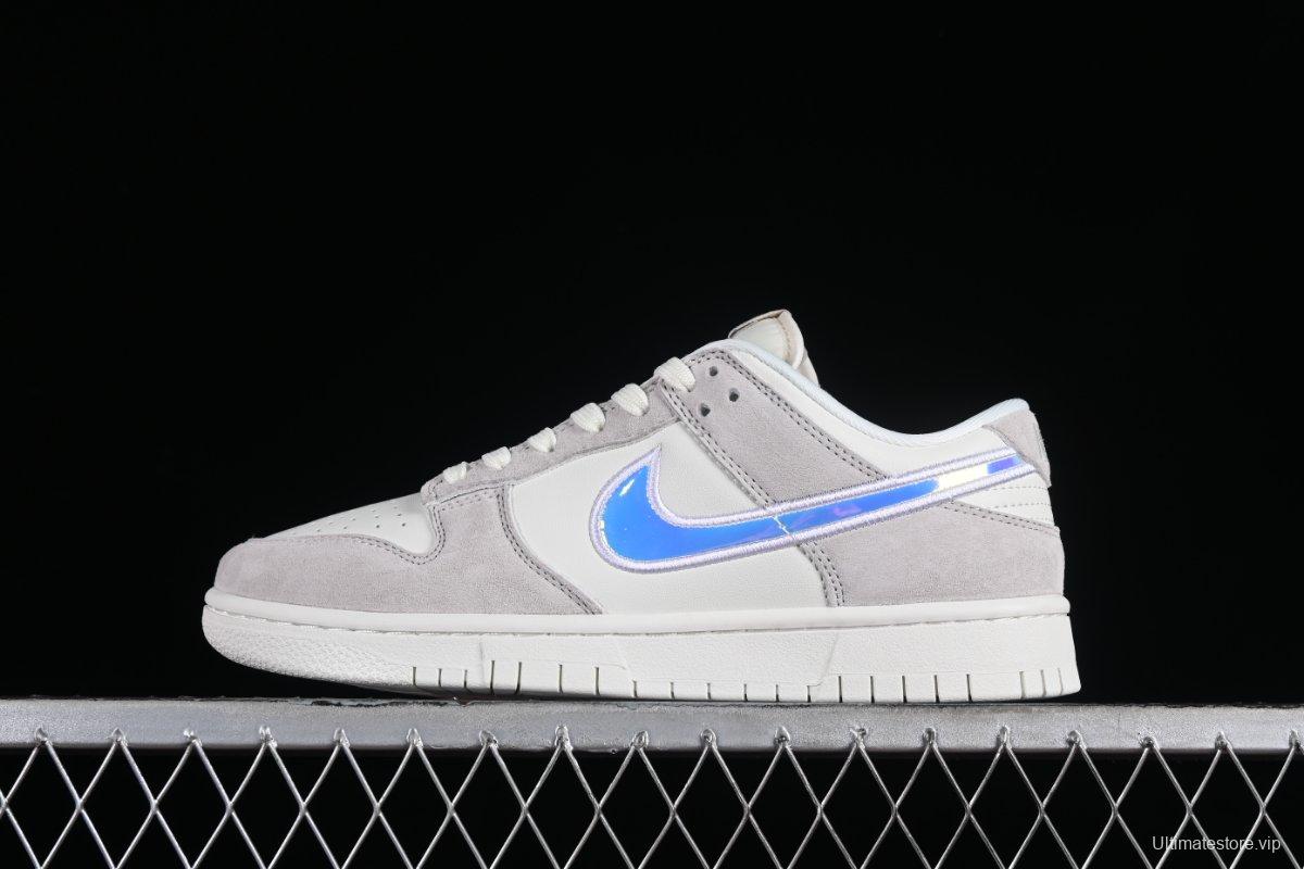 Nk Dunk Low "Iridescent Swoosh" Beige Rainbow SB Low-Top Sneakers