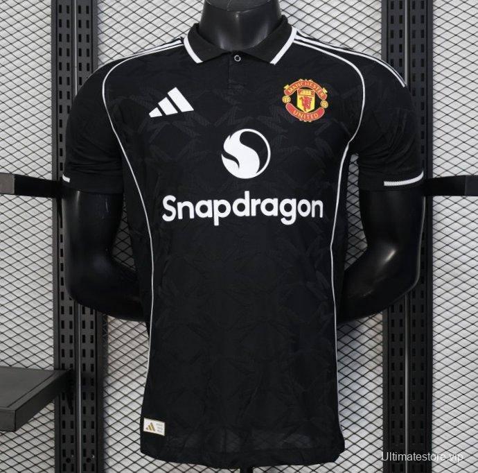 Player Version 25/26 Manchester United Black with Snapdragon Logo Design Jersey