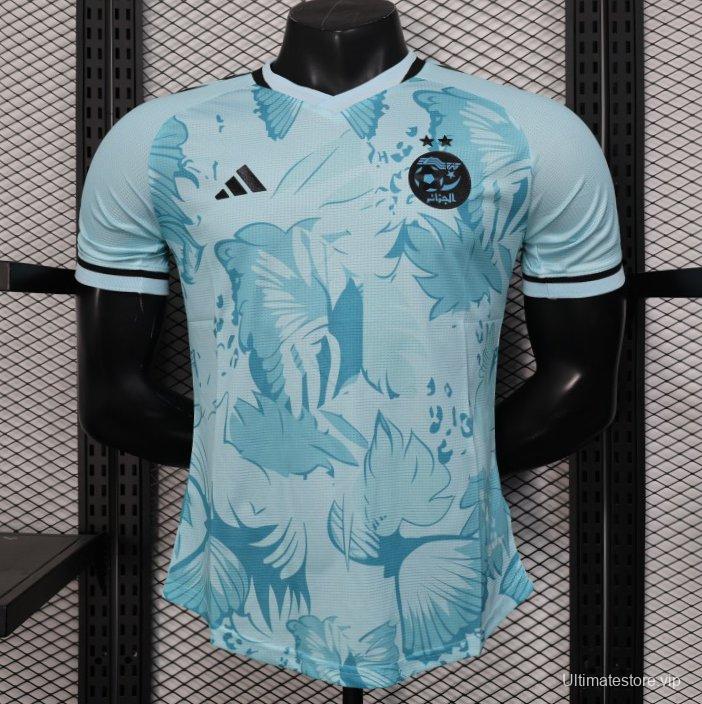 Player Version 2025 Algeria Light Blue with Tropical Leaves Pattern Jersey