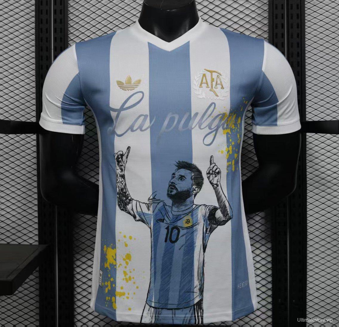 Player Version 2025 Argentina Blue with Messi Celebration Print Jersey