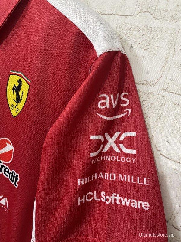 2025 F1 Scuderia Ferrari Red with White Trim Team Polo Shirt