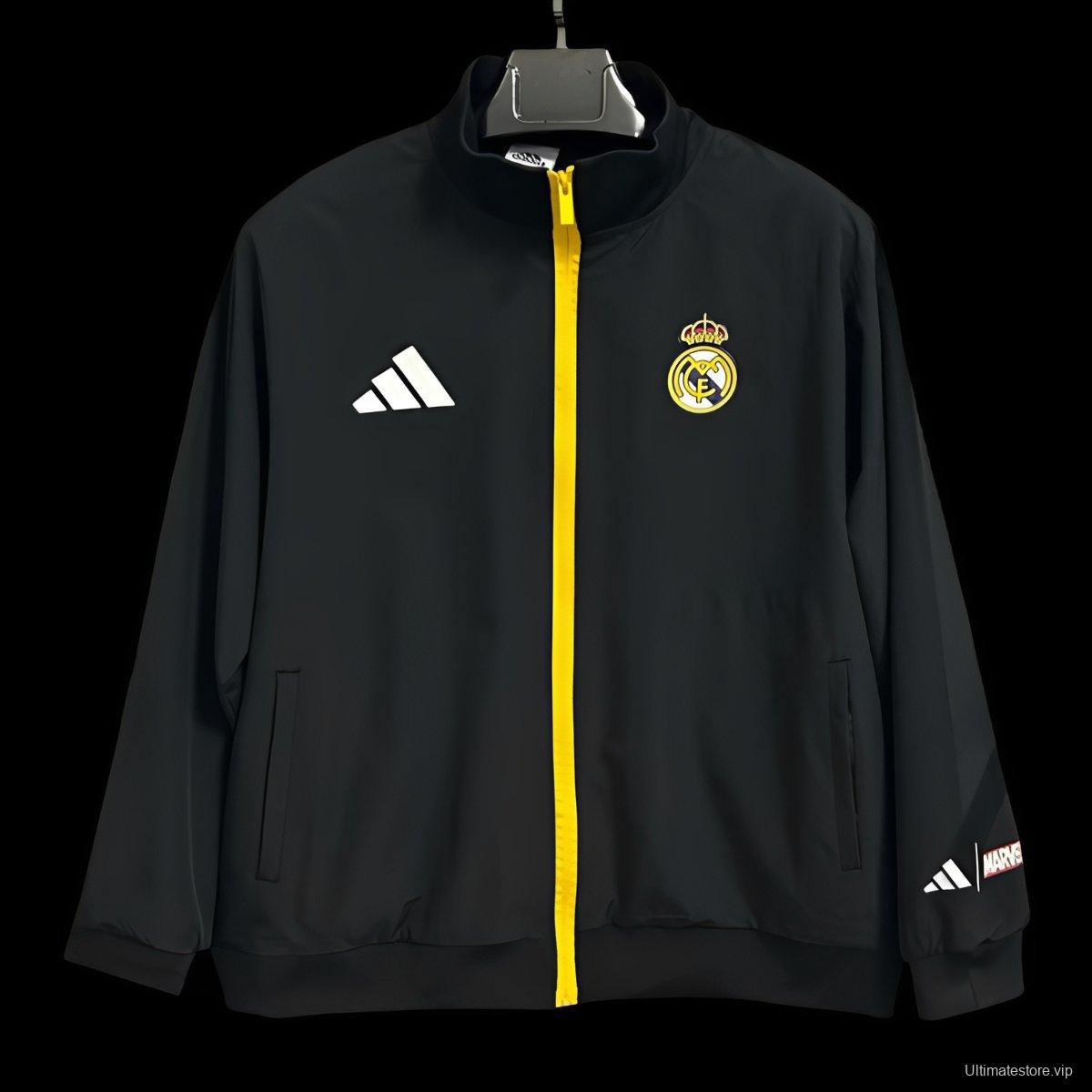 25/26 Real Madrid Marvel Black Full Zipper Windbreaker