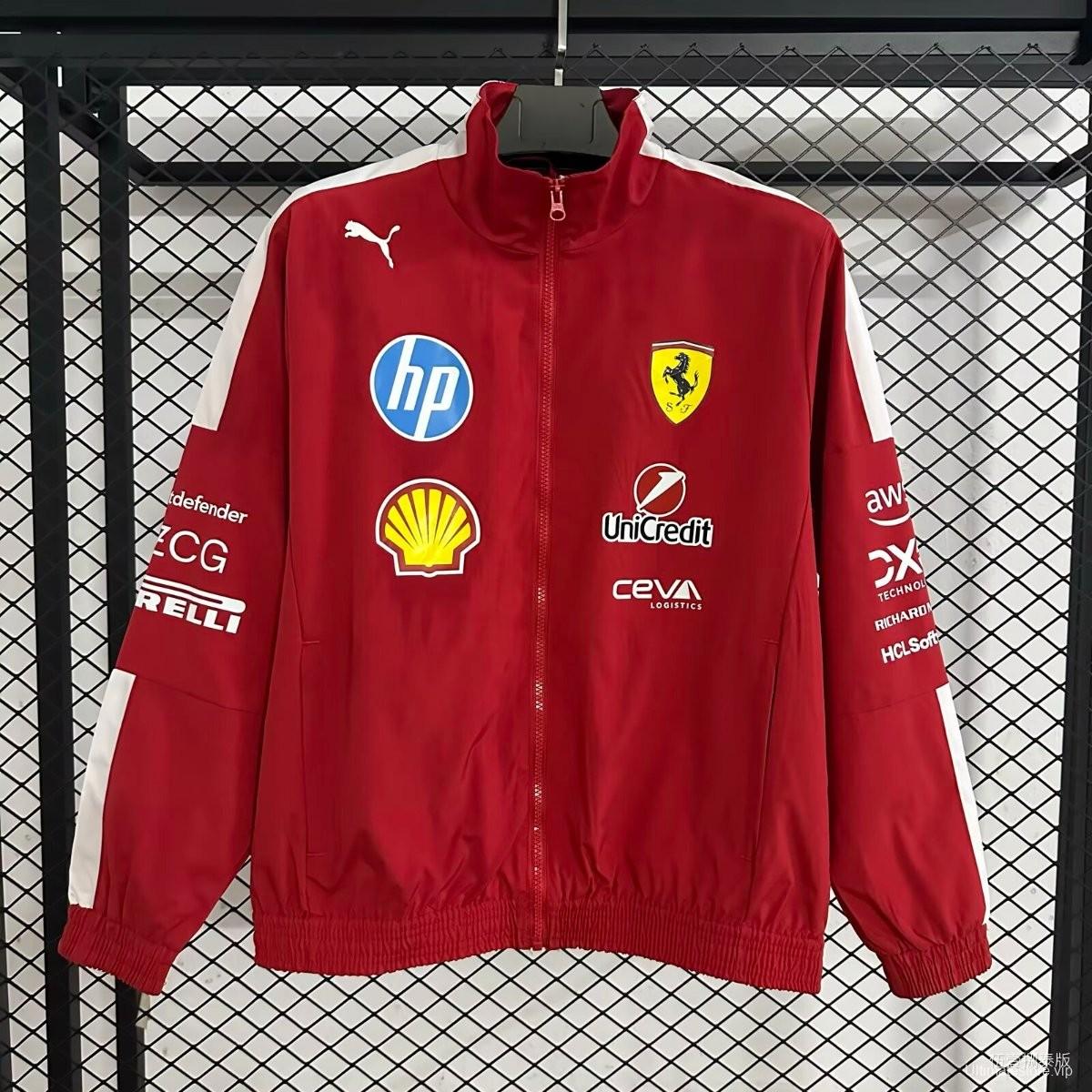 2026 F1 Ferrari Red Full Zipper Windbreaker