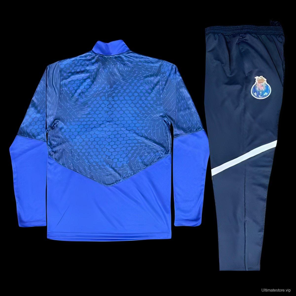 25/26 Porto Royal Blue / Electric Blue Half Zipper Tracksuit+Long Pants