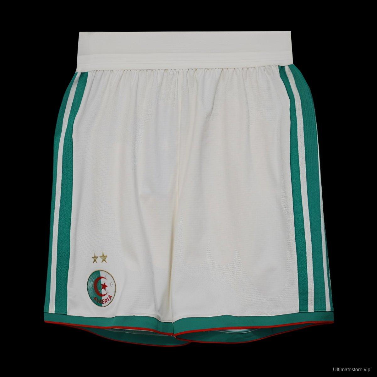 2026 Player Version Algeria White with Green Side Stripes Shorts