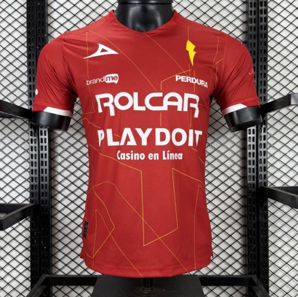 Player Version 25/26 Club Necaxa away Red with Gold Geometric Lightning Pattern Jersey