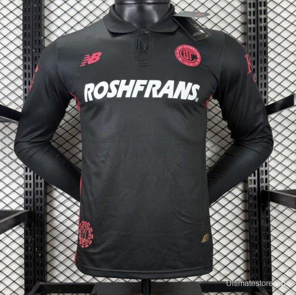 Player Version 25/26 Deportivo Toluca FC Black Goalkeeper Long Sleeve Jersey with Polo Collar