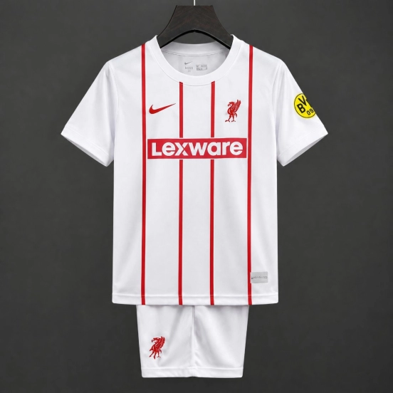 26/27 Kids Freiburg Away White Red Stripes Jersey