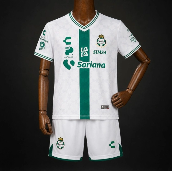 26/27 Kids Santos Laguna Away White Green Jersey