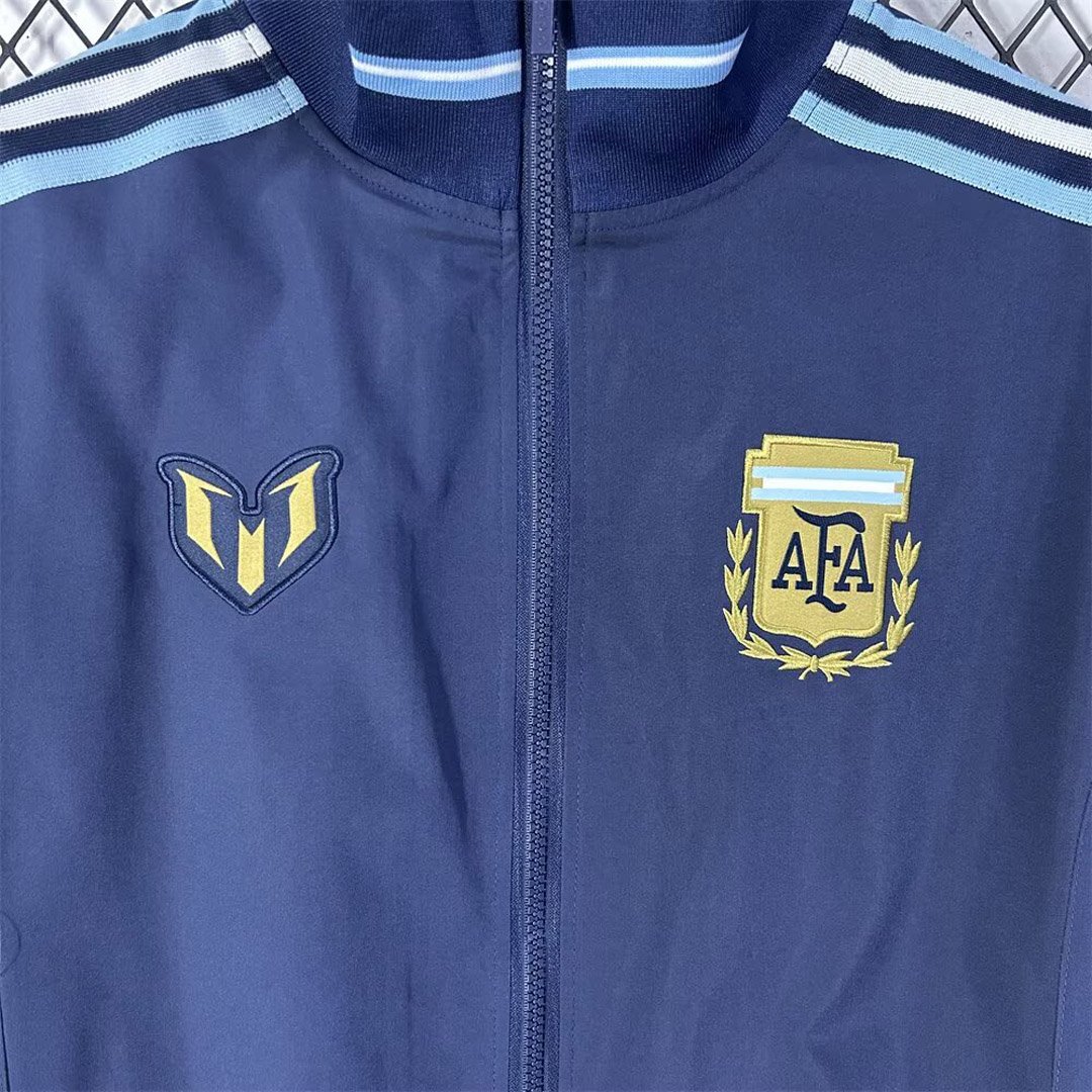 2026 Argentina MESSI Tribute Full Zipper Navy Blue Windbreaker